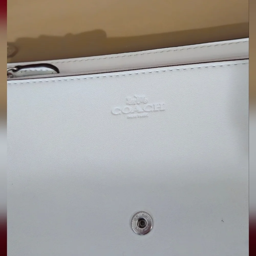 Coach Cream Foldover Signature Crossbody Bag